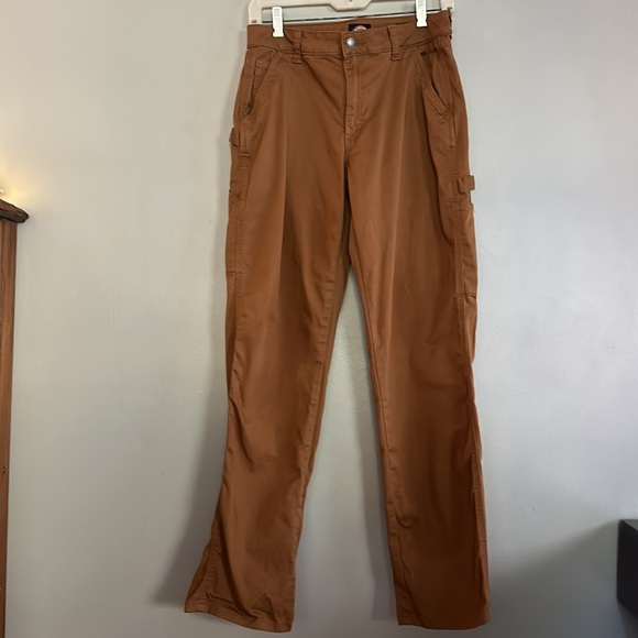 Dickies women brown duck relaxed fit carpenter utility work pants - Picture 5 of 13